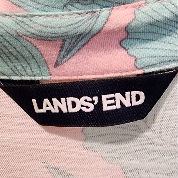 Land's End Women's Green and pink Floral plus size polo shirt 2X - Picture 3 of 11